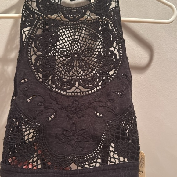 Free People Black Embroidered Halter top XS - Picture 2 of 6